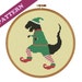 Christmas Dinosaur T-Rex Elf Modern Cross Stitch Pattern, Easy Holiday DIY Craft Pattern, Instant Download, Printable Pattern