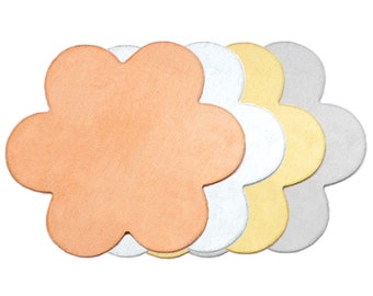 Flower Blanks, Six Petal Flower Metal Blanks, Stamping Blanks, Copper Blanks 1" 24 gauge Qty 6 Deburred Edges, Key Tag Blanks
