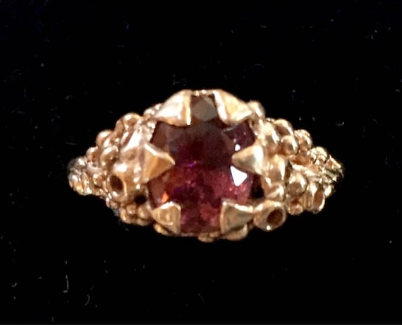 Solid Rose Gold Ring Oval Pink Tourmaline Stone One of a Kind Solitaire with 10K Red Rose Gold. Size 7