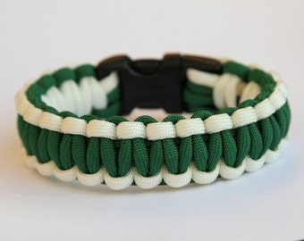 550 Paracord Survival Bracelet - White and Kelly Green
