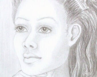 Original Pencil Portrait, "REGINA", Graphite drawing, RedRobinArt, Grigsby Gallery and Gifts
