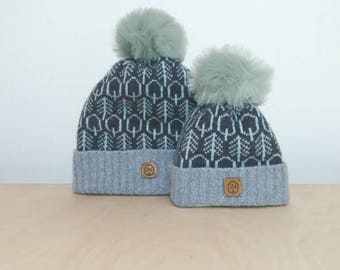BABY HAT Into the Woods - Cozy lambswool winter hat with pompom