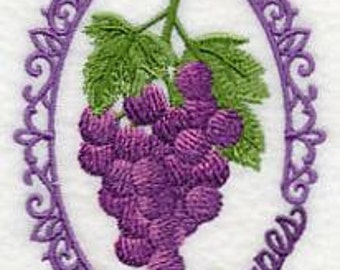 Grapes Towel - Embroidered Towel - Vintage Towel - Flour Sack Towel - Hand Towel - Bath Towel - Apron - Fingertip Towel
