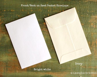 CLEARANCE! 25 Standard Size Seed Packet Envelopes, Recycled White or Ivory Seed Envelopes, Favor Envelopes, Recycled 3x4.5" (76x114mm)
