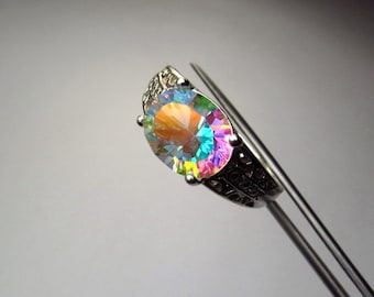 CLEARANCE Stunning Opalescent Genuine Quartz in Sterling Silver Ring