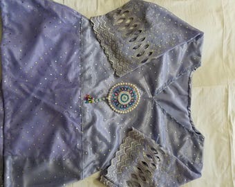 Handmade Beading Casual Purple Shirt
