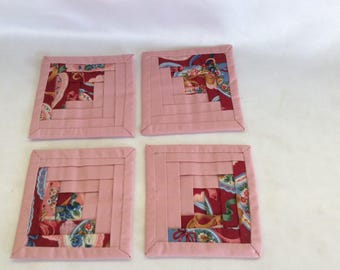 Set of 4 Vintage Fabric Coasters