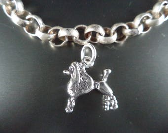 STERLING SILVER 3D Poodle Dog Charm for Charm Bracelet