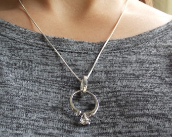 Ring Holder Necklace, Wedding Ring Holder, Necklace Ring Holder, Ring Necklace Holder, Charms Holder, Necklace Sterling Silver, Stampsink