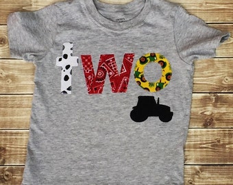 Farm, Tractor, Birthday, Two,Boy,Shirt,Photo Prop,Birthday Shirt,Ready To Ship