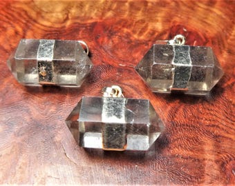 Smoky Quartz Necklace - Double Terminated Crystal Point Balance Pendant - Gold Plated Earrings (A17) Healing Crystals and Stones Jewelry