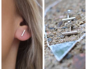 Silver bar earrings, Minimalist earrings, bar studs, silver earrings, stud earring, bar silver earrings, Silver bar,Minimalist bar, stud
