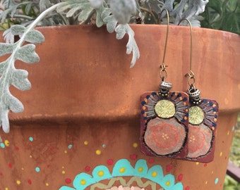 Charm EARRINGS,folk earrings, wooden earrings, abstract earrings, free people style earrings, hippy earrings,reversible earrings, Zasra