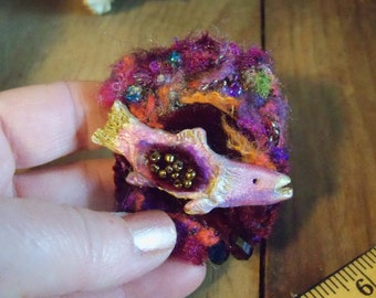 Nature inspired brooch/Fish pin/ ooak brooch