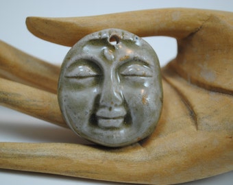 ceramic face pendant clay necklace ornament small face mask focal bead buddha