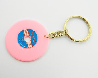 Vintage Vinyl Keychain in Light Pink