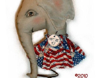 Primitive Folk Art Americana Elephant MakeDo Doll Instant Download PDF EPattern Sewing and Painting Pattern by Edna Bridges
