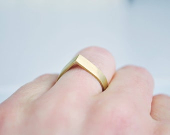 Matt Brass Ring, geometric ring, minimalist, handmade