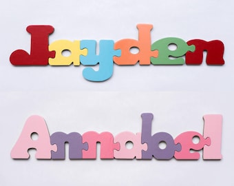 Name Jigsaw Personalised Childrens Puzzle Wooden handmade boys and girls names. Educational gift for young kids