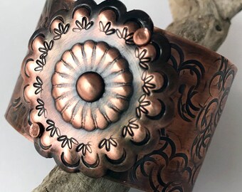 Handcrafted Copper Concho Cuff Bracelet