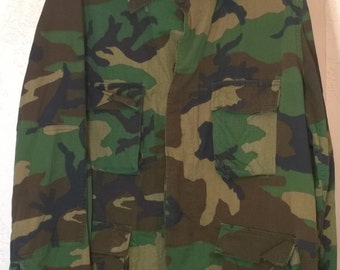 Vintage 1980s Camouflage Army Jacket Military, Selma Apparel Corp Large Size