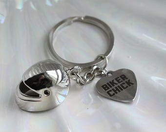 Biker Chick Helmet Keychain