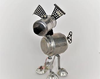 Found object robot Dog - Steampunk sculpture - Upcycled Recycled Art - Dog lover gift - Junk bot
