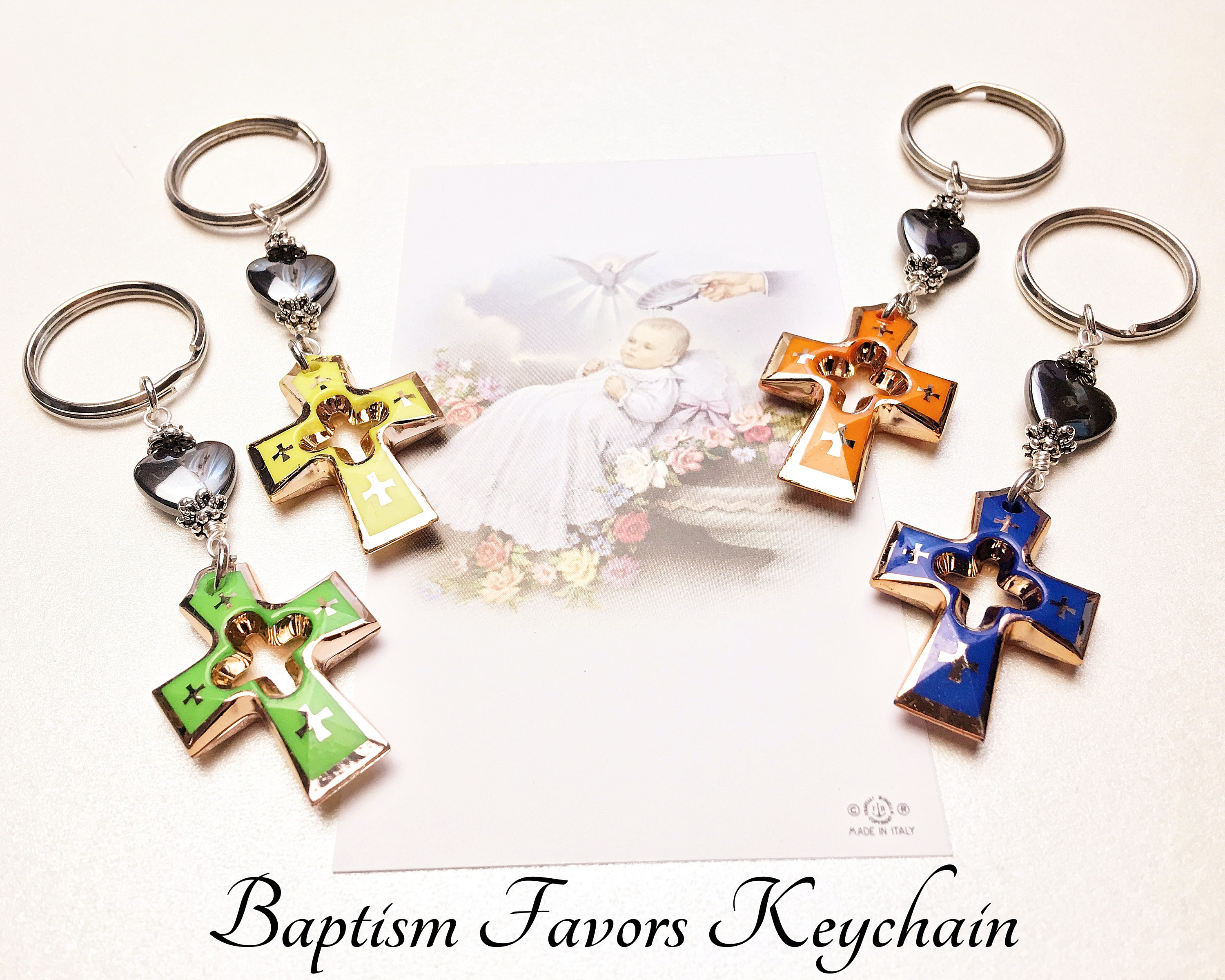 Baptism Favors. Baptism Keychain. Cross Keychain. Catholic
