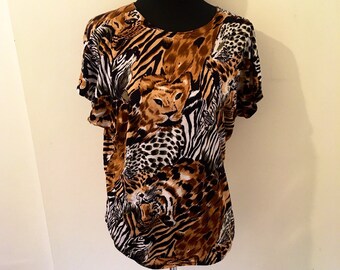 Vintage ANIMAL PRINT jersey top