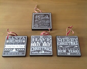 Chalkboard Christmas Ornaments (Set B)