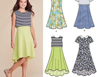 Simplicity Pattern 8065 Girls' / Girls' Plus Dress with Length Variations