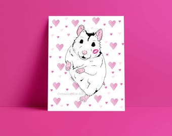 Heart Hamster 8x10 Art Print, Hamster Lover Gift, I Love Hamsters, Hamsters Are Awesome, Hamster Gift, Hamster Person