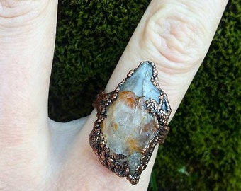 Handmade copper / raw gem / witch ring / post apocalyptic / crust punk / witchy / witchcraft / punk gift / occult / goth / ring / jewelry