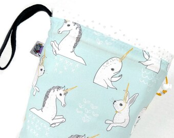 Small Knitting Project Bag Crochet Drawstring Tote WIP Bag - The IMPOSTER!