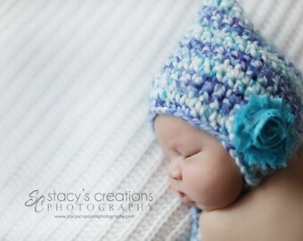 Baby Girl Easter Hat, Crochet Newborn Girl Bonnet with Flower, Girl Baby Winter Hat, Newborn Coming Home Hat, Chunky Baby Girl Hat, Infant