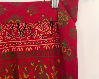 Vintage Indian Block Print Wrap Skirt