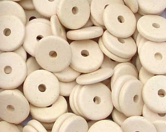 25 Ivory ceam13mm Washers Greek Ceramic Beads