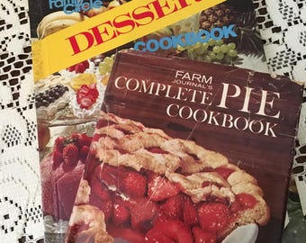 Set of 2 Vintage Dessert Cookbooks, 1960s and 70s Dessert Cookbooks, Family Circle Cookbook, Pie Cookbook