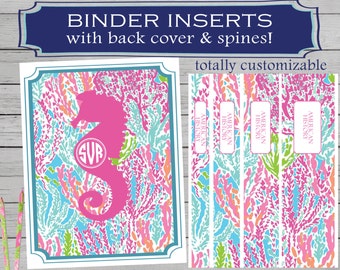 printable binder cover personalized preppy binder cover monogrammed binder insert planner cover