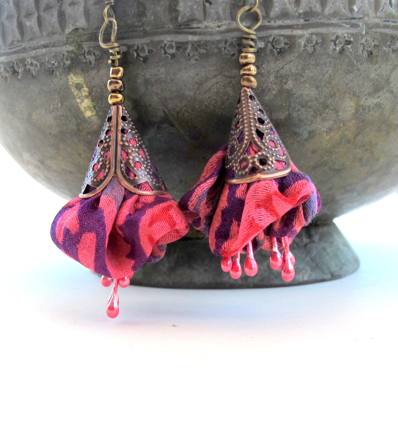 Bridesmaid fabric earrings alternative wedding earrings