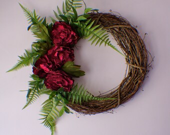 Door Wreath, Front Door Wreath, Peony Wreath, Spring Wreath, Summer Wreath Year Round Wreath, Mothers Day, Ready to Ship