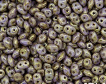 CHALK SENEGAL: SuperDuo Two-Hole Czech Glass Seed Beads, 2.5x5mm (10 grams)