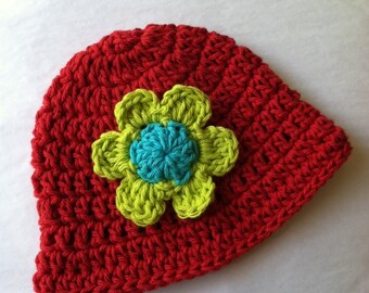 Red Sun Hat, Crochet Baby Hat, Newborn Hat, Baby Hat, Red Hat, Baby Hat, Baby Girl Hat, Summer Sun Hat