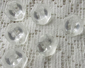 10 Vintage 1970s Czech Glass Buttons Handmade Clear Glass Czechoslovakia #55