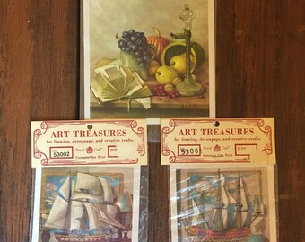 Vintage Art Treasures Print / Wall Art / Wall Hanging / 1970 Cunningham Art Products / Choose One