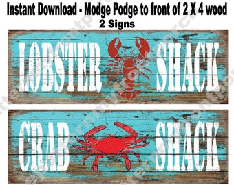 Printable 3 1/2 X 10 inch Signs to Decoupage to Front of a Wooden Block , Lobster and Crab Shack , SOOO..... EASY anyone an make these