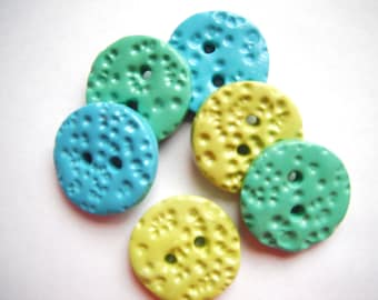 Button Textured Speckles handmade polymer clay buttons ( 6 )
