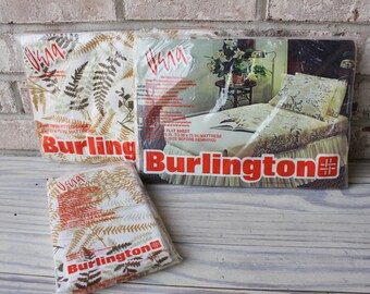 Vintage Vera for Burlington set of twin sheets new in package fitted sheet, flat sheet and 2 standard pillowcase