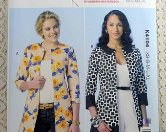 Kwik Sew 4104, Misses' Jacket Sewing Pattern, Lined Jacket Pattern, Misses' Pattern, Misses' Size XS, S, M, L, Xl, Uncut