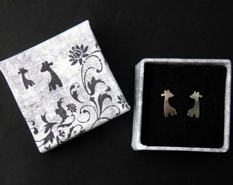 Handmad silver giraffe stud earrings, baby giraffe
